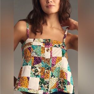 Pilcro patchwork button front top Size Large